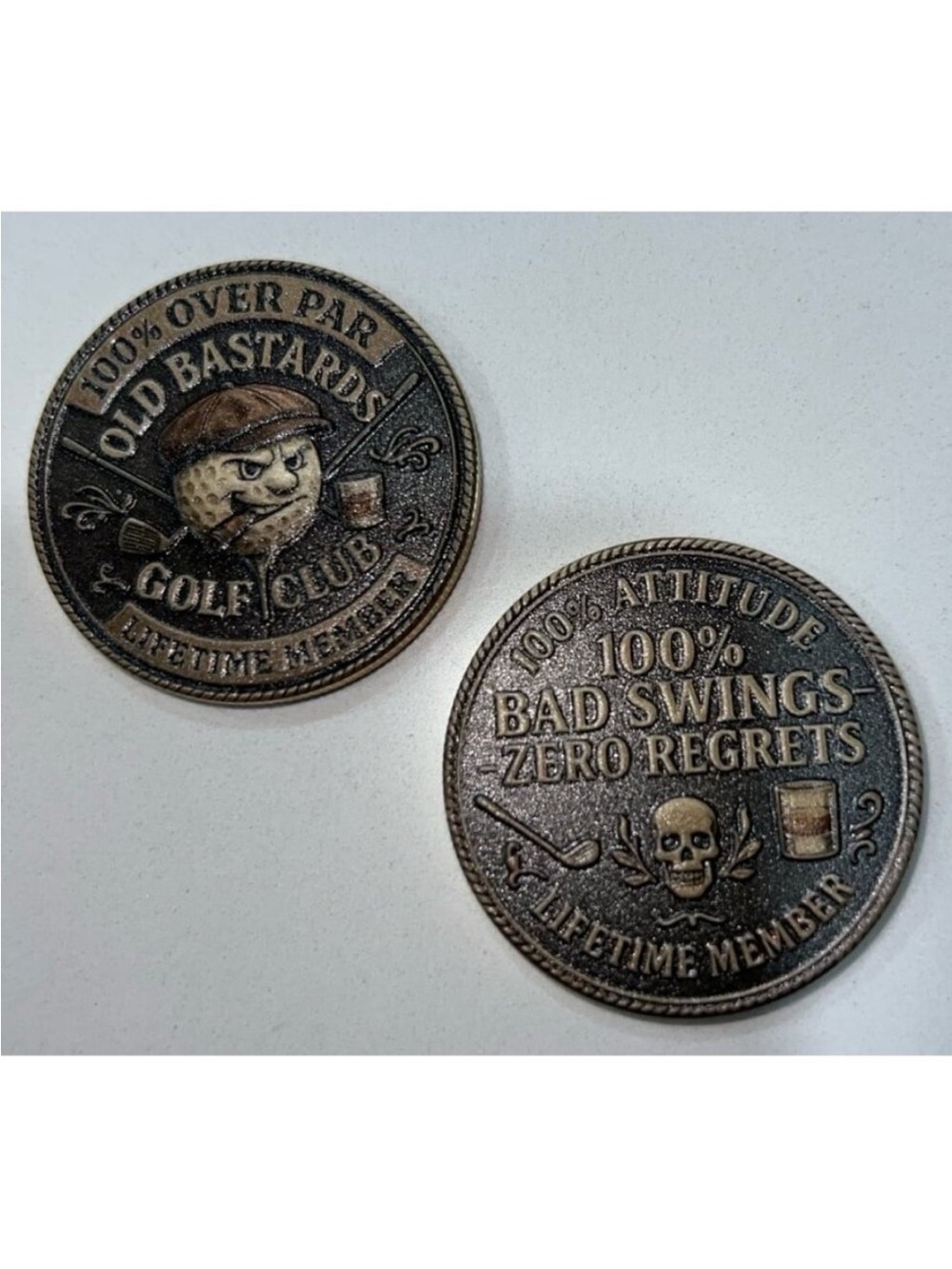 Vintage-Style 2 Golf Challenge Coin - Bronze Tone